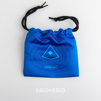 Тканевый мешок с печатью синий, 15*15, со шнурком