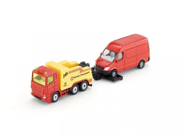 Грузовик-эвакуатор Siku 1667 с микро-автобусом