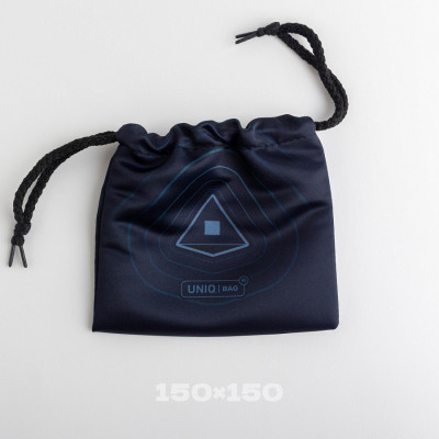 Тканевый мешок с печатью черный, 15*15, со шнурком