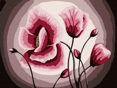 Картина по номерам 15х20 РОЗОВЫЕ МАКИ (12 цветов)