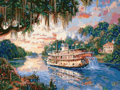 Картина по номерам 40х50 РЕЧНАЯ ПРОГУЛКА (27 цветов)