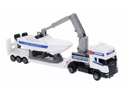 Машина Autotime "SCANIA" полиция, с катером 1:48