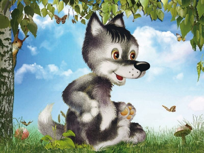 Алмазная мозаика 15х20 Волчонок на поляне(15 цветов)