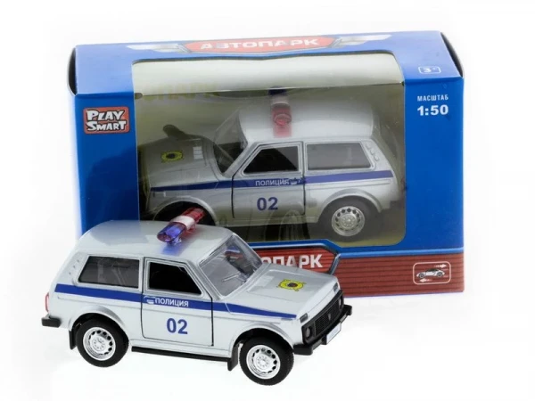 Машина "АВТОПАНОРАМА" инерц. ВАЗ 2121 1/50, в/к 12*7*5,5 см, серебристая