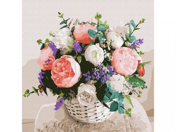 Картина по номерам 30Х30 НЕЖНЫЙ БУКЕТ (20 цветов)