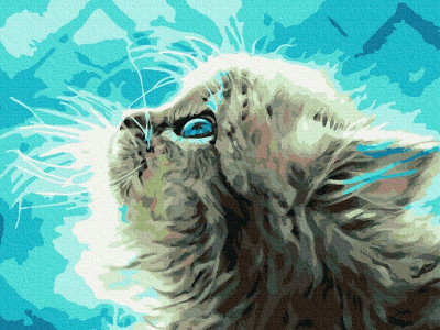 Картина по номерам с цв. схемой на холсте 30х40 ПУШИСТЫЙ КОТЕНОК (18 цветов)