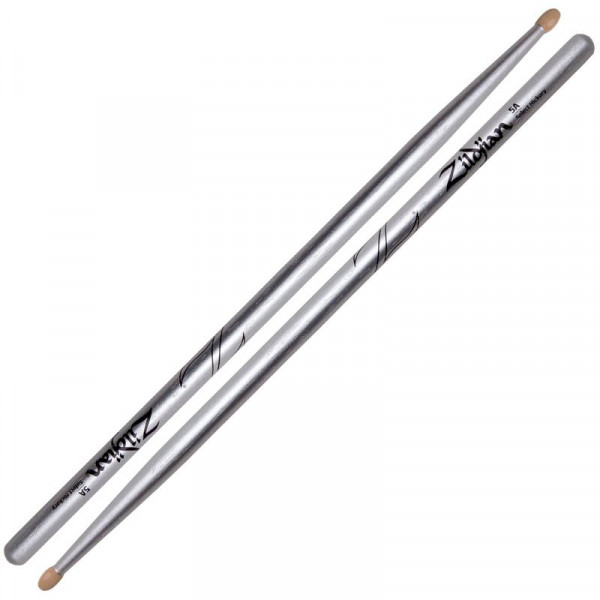 ZILDJIAN Z5ACS 5A CHROMA SILVER (METALLIC PAINT) барабанные палочки, цвет серебристый металлик