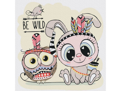 Картина по номерам 20х20 ДВА ИНДЕЙЦА (12 цветов)