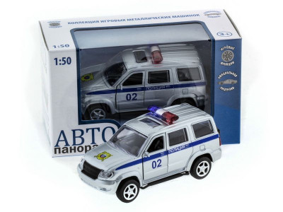 Машина "АВТОПАНОРАМА" инерц. УАЗ Патриот (полиция) 1/50, в/к 12*7*5,5 см