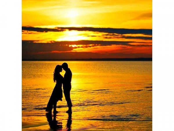 Картина мозаикой 30х30 ЗАКАТ ДЛЯ ДВОИХ (квадрат) (20 цветов)