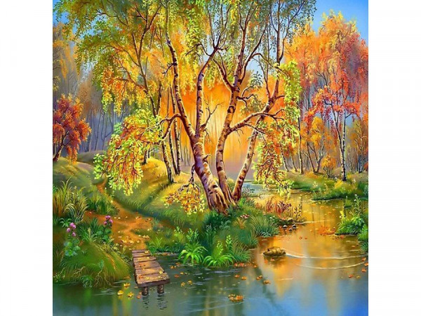 Картина мозаикой 30х30 ЗОЛОТАЯ ОСЕНЬ (квадрат) (30 цветов)