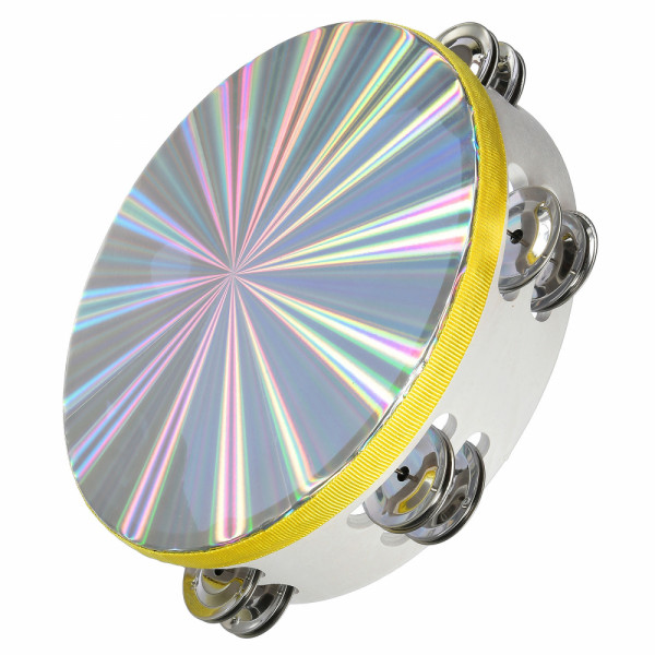 Бубен 20 см DEKKO JZHT8-12A SV деревянный корпус, рисунок - лазер, кожаная мембрана, 12 пар тарелочек