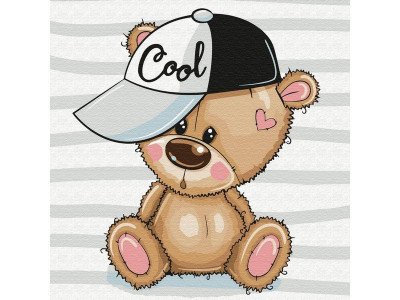 Набор юного художника 20х20 Медвежонок в кепке (12 цветов)