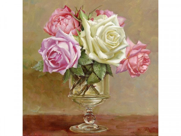 Алмазная мозаика 30х30 БУЗИН. В СТАРИННОЙ ВАЗОЧКЕ (26 цветов)