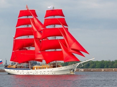 Картина по номерам с цветной схемой на холсте 30х40 Бриг Россия (20 цветов)