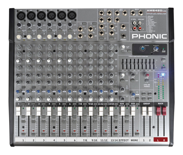 Phonic AM 642D USB аналоговый микшерный пульт 14-канальный