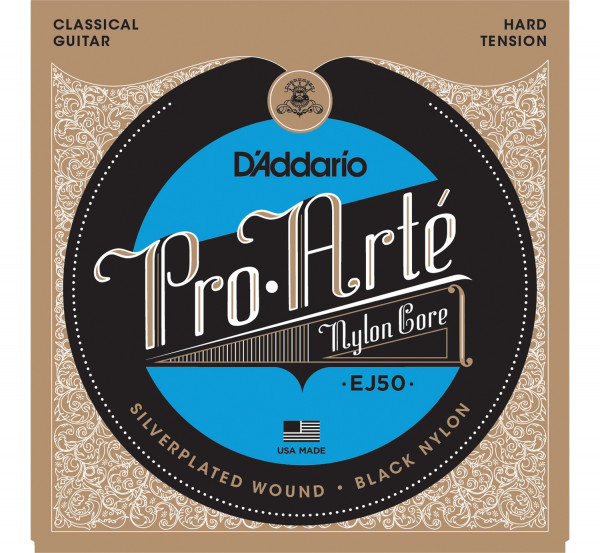 Струны для классической гитары D'ADDARIO EJ50 черный нейлон натяжение-сильное