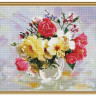 Алмазная мозаика с нанесенной рамкой 40х50 БУЗИН. РОЗЫ В КУВШИНЧИКЕ (36 цветов)