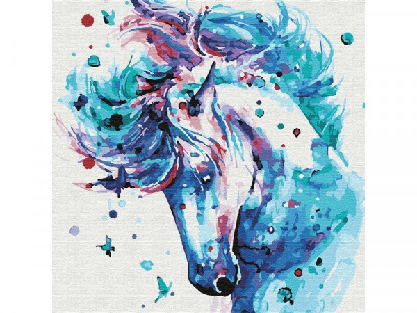 Картина по номерам 30х30 БЕЛЫЙ МУСТАНГ (18 цветов)