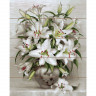 Картина по номерам на дереве 40х50 БУЗИН. БУКЕТ БЕЛЫХ ЛИЛИЙ (27 цветов)