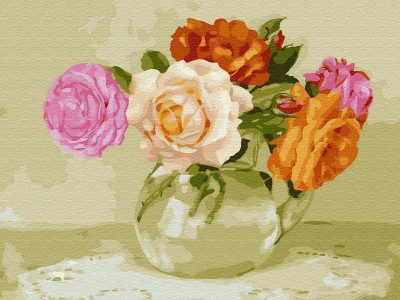 Картина по номерам с цветной схемой на холсте 30х40 Бузин. Розочки (22 цвета)