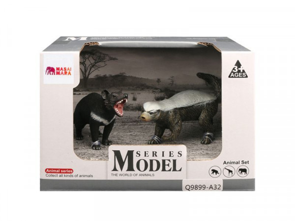 Набор фигурок животных MASAI MARA MM211-128 серии "Мир диких животных": Тасманский дьявол и медоед