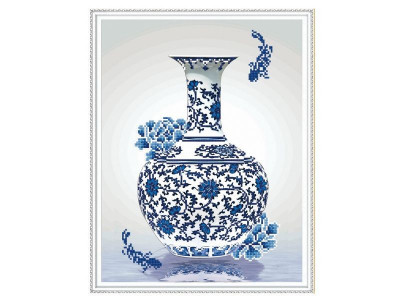 Алмазная мозаика с нанесенной рамкой 40х50 В СТИЛЕ ГЖЕЛЬ (8 цветов)