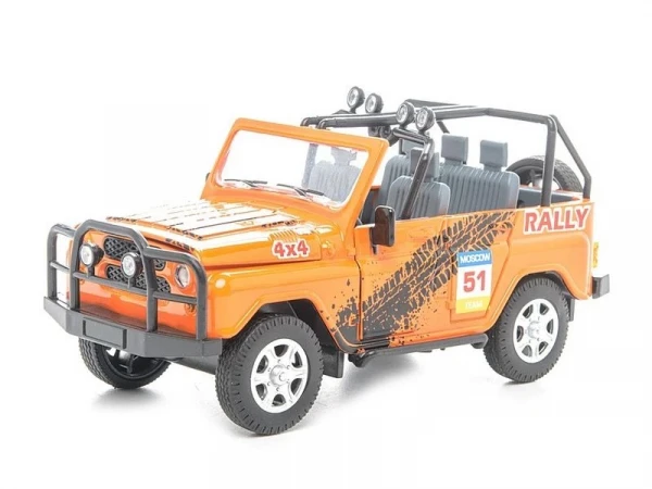 Машина "АВТОПАНОРАМА" УАЗ-469 1/24 в/к 22*12*11 см, оранжевая