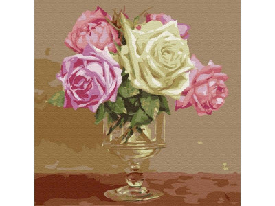 Картина по номерам 30х30 Бузин. В старинной вазочке (21 цвет)