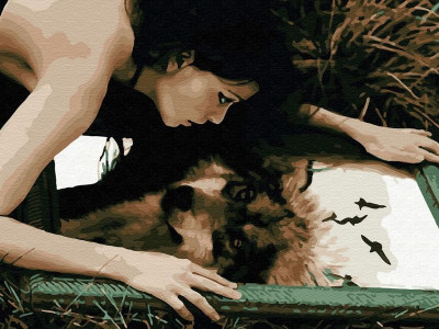 Картина по номерам с цветной схемой на холсте 30х40 ВОЛЧИЦА (18 цветов)