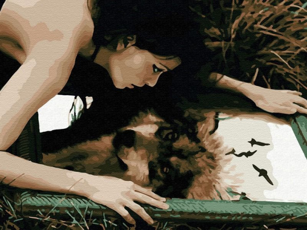 Картина по номерам с цветной схемой на холсте 30х40 ВОЛЧИЦА (18 цветов)