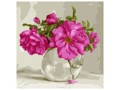 Картина по номерам 30х30 Бузин. Розовый букет (21 цвет)