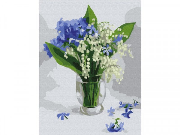 Картина по номерам 15х20 БУКЕТ С ЛАНДЫШАМИ (16 цветов)