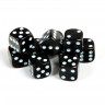 Набор из 10 кубиков D6, 16мм, черный с белыми точками в блистере