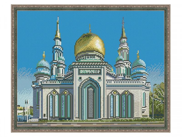 Алмазная мозаика с нанесенной рамкой 40х50 МОСКОВСКАЯ СОБОРНАЯ МЕЧЕТЬ (31 цвет)