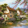 Картина по номерам 30х30 Городок на реке (19 цветов)