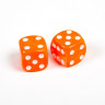 Набор из 2 кубиков D6, 16мм, оранжевый с белыми точками в блистере
