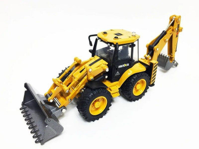Металлический колесный экскаватор HUI NA TOYS 1/50