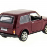 Машина "АВТОПАНОРАМА" ВАЗ 2121 бордовая,1/22, инерция, Pull Bаck механизм, в/к 10*12*22 cм