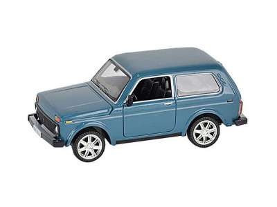 Машина "АВТОПАНОРАМА" ВАЗ 2121 голубая,1/22, инерция, Pull Bаck механизм, в/к 10*12*22 cм