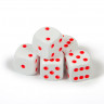 Набор из 5 кубиков D6, 16мм, белый с красными точками в блистере