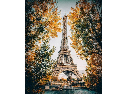 Картина по номерам с цветной схемой на холсте 30х40 Париж. Эйфелева башня (16 цветов)