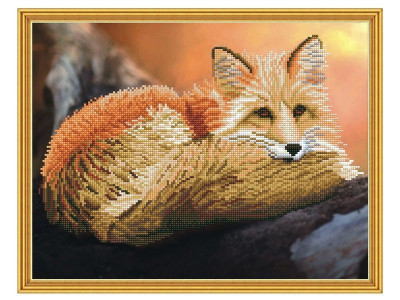 Алмазная мозаика с нанесенной рамкой 40х50 РЫЖИЙ ЛИС (19 цветов)