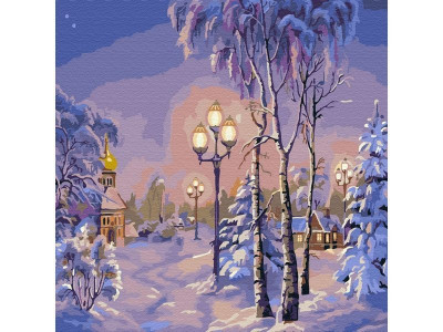 Картина по номерам 30х30 Зимний вечер (22 цвета)