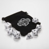 Набор из 7 игровых кубиков для ролевых игр, белый, с мешочком