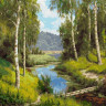 Картина по номерам 40х50 ПРИЩЕПА. МОСТИК ЧЕРЕЗ РЕКУ (35 цветов)