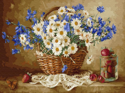 Картина по номерам 40х50 Бузин. Ромашковое настроение (28 цветов)