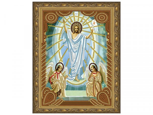 Алмазная 5D мозаика с нанесенной рамкой 20х30 ВОСКРЕСЕНИЕ ХРИСТОВО (7 цветов)